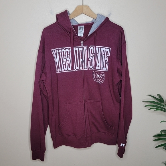 Russell | Missouri State University Bears Zip Front Hoodie Sweatshirt Medium - Picture 1 of 6